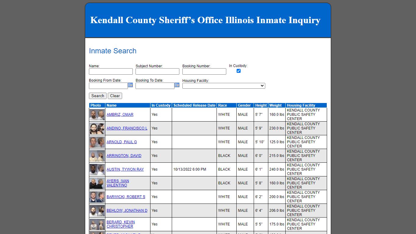 Inmate Search